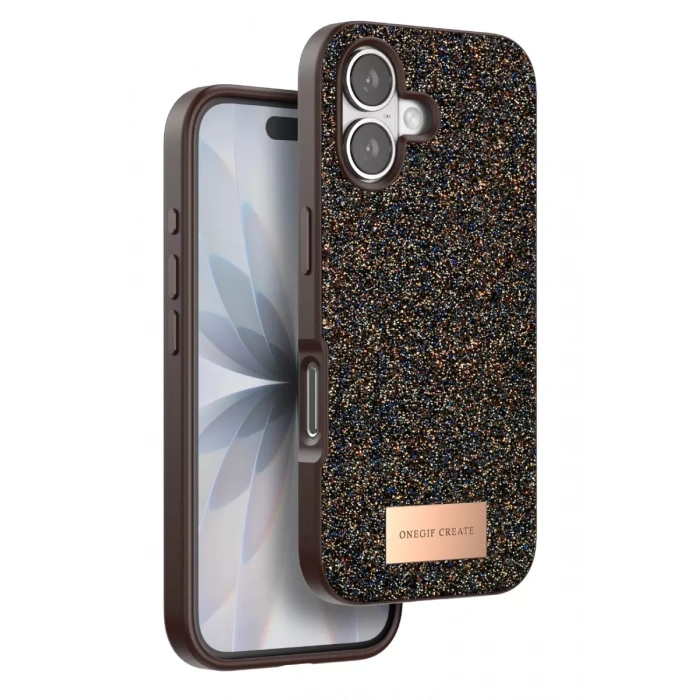 Onegif Apple iPhone 17 Uyumlu Bright Simli Kapak - Gold