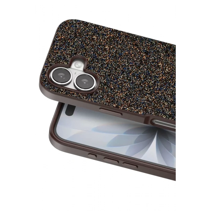 Onegif Apple iPhone 17 Uyumlu Bright Simli Kapak - Gold