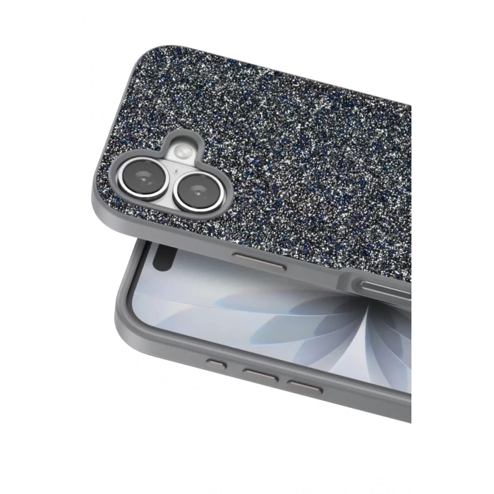 Onegif Apple iPhone 17 Uyumlu Bright Simli Kapak - Gümüş