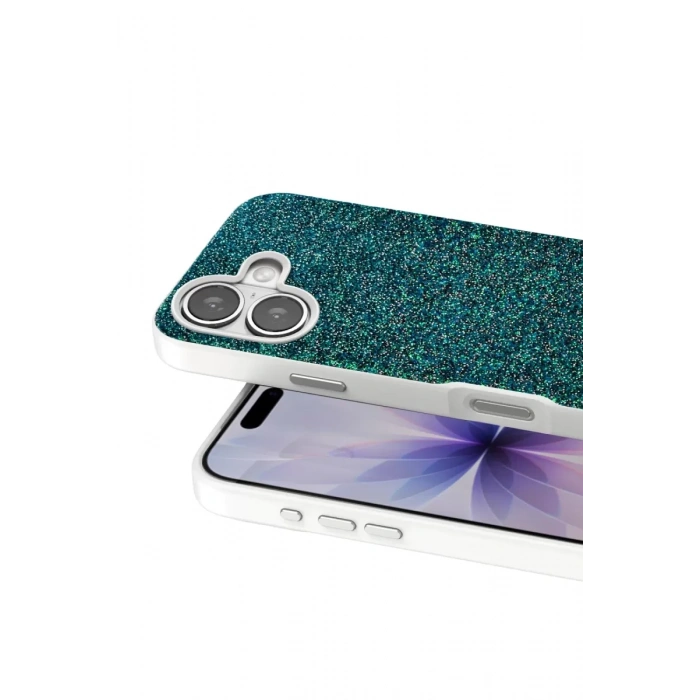 Onegif Apple iPhone 17 Uyumlu Bright Simli Kapak - Koyu Yeşil