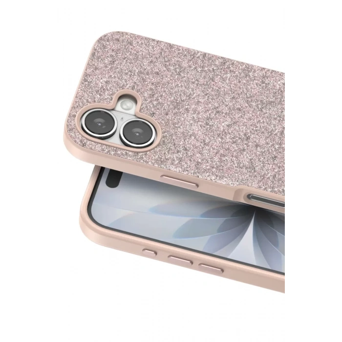 Onegif Apple iPhone 17 Uyumlu Bright Simli Kapak - Pembe