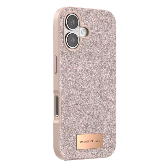 Onegif Apple iPhone 17 Uyumlu Bright Simli Kapak - Pembe