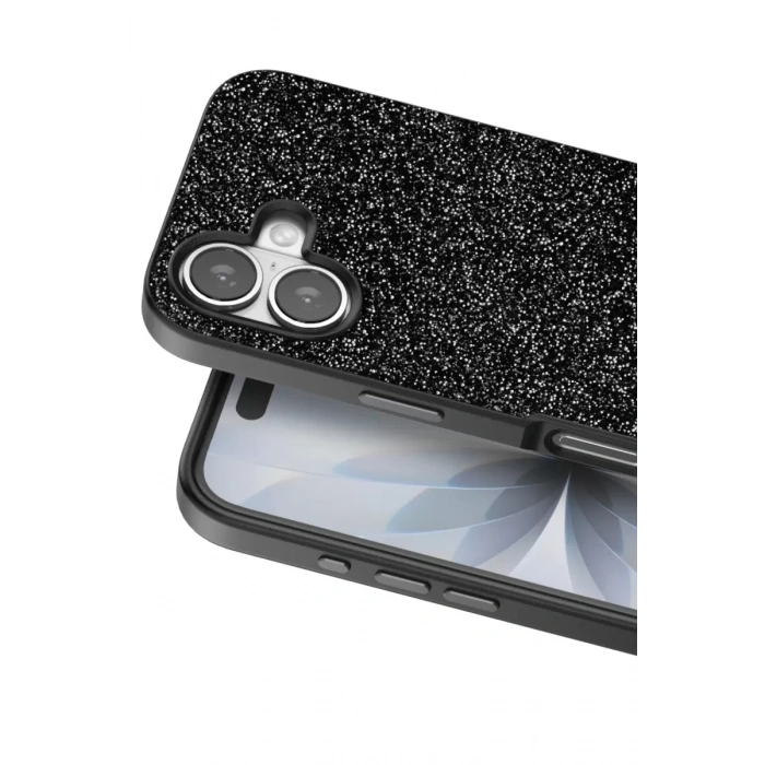 Onegif Apple iPhone 17 Uyumlu Bright Simli Kapak - Siyah