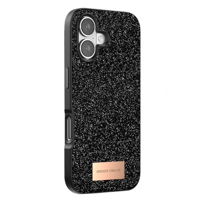 Onegif Apple iPhone 17 Uyumlu Bright Simli Kapak - Siyah
