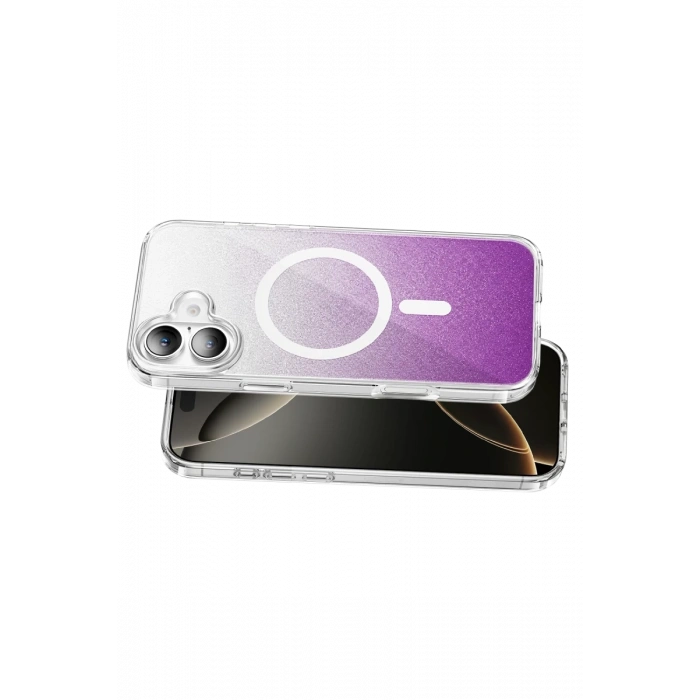 Onegif Apple iPhone 17 Uyumlu Sora Simli Magsafe Kapak - Mor
