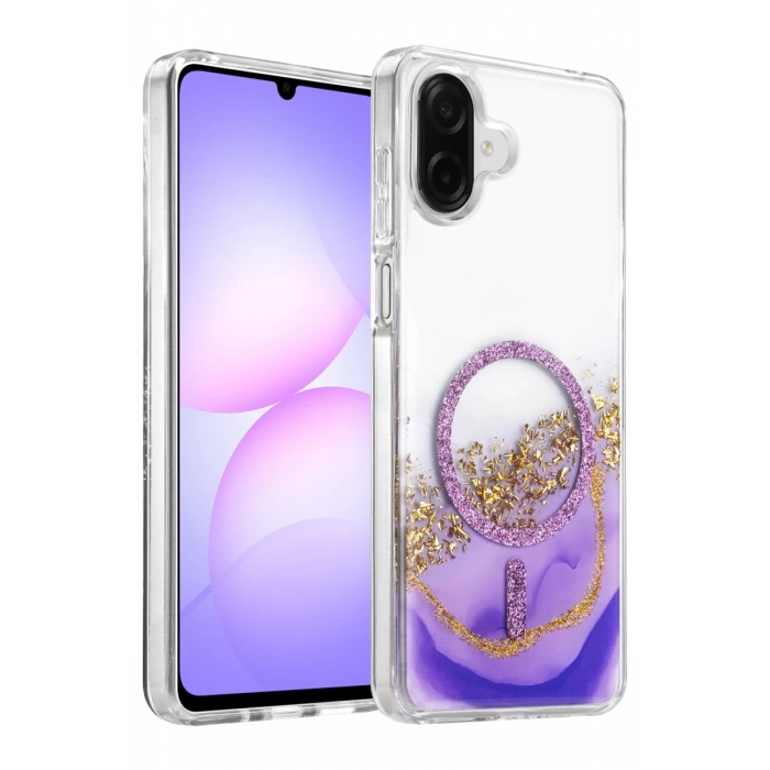 Onegif Samsung Galaxy A07 4G Lotus Simli Magsafe Kapak - Mor
