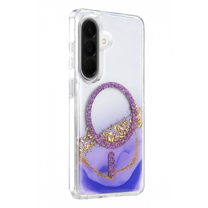 Onegif Samsung Galaxy A37 5G Lotus Simli Magsafe Kapak - Mor