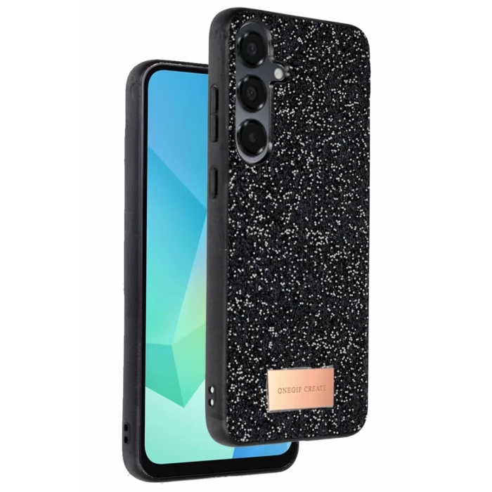 Onegif Samsung Galaxy A56 Bright Simli Kapak - Siyah