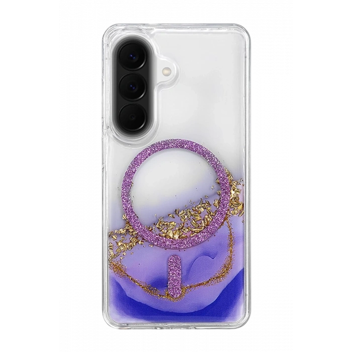 Onegif Samsung Galaxy A56 Lotus Simli Magsafe Kapak - Mor