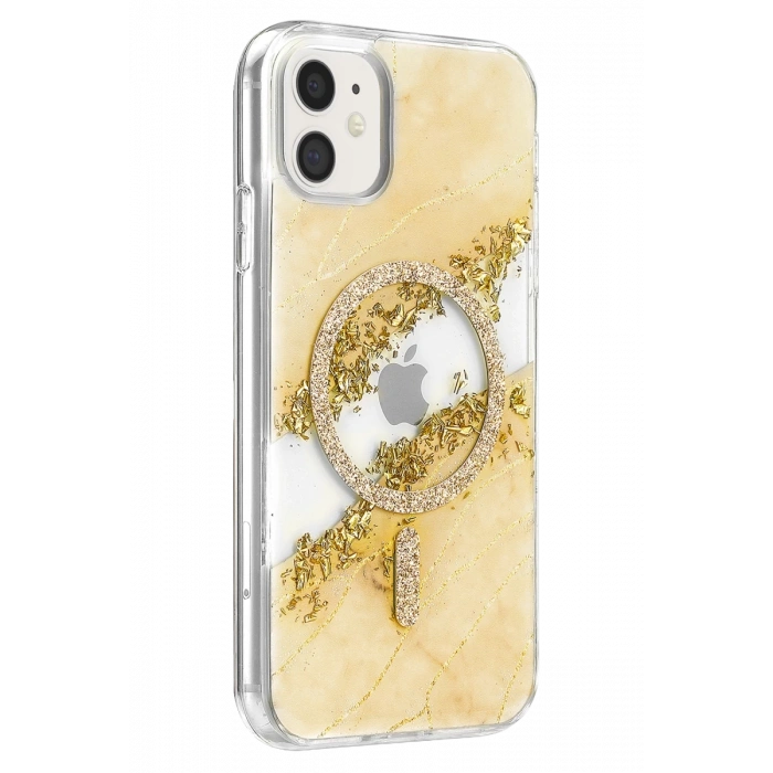 Onegif Apple iPhone 11 Lotus Simli Magsafe Kapak - Gümüş