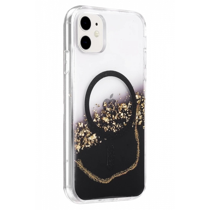 Onegif Apple iPhone 11 Lotus Simli Magsafe Kapak - Siyah