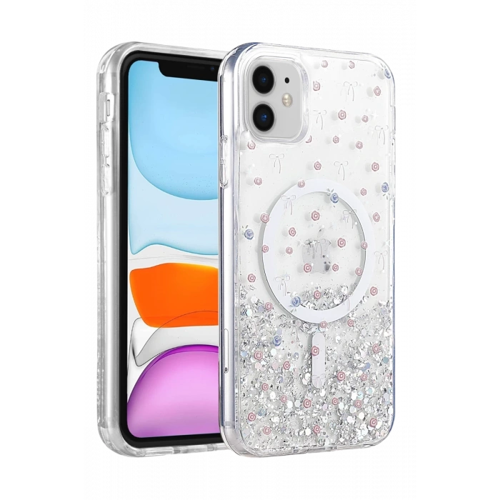 Onegif Apple iPhone 11 Misk Simli Magsafe Kapak - Desen 1