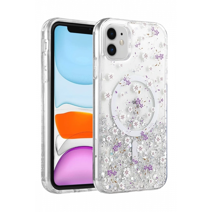 Onegif Apple iPhone 11 Misk Simli Magsafe Kapak - Desen 2