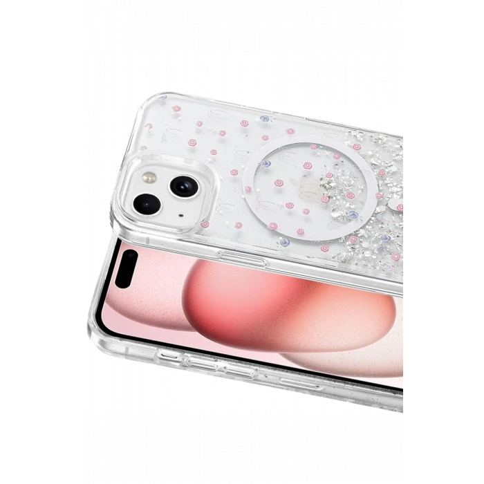 Onegif Apple iPhone 14 Misk Simli Magsafe Kapak - Desen 1