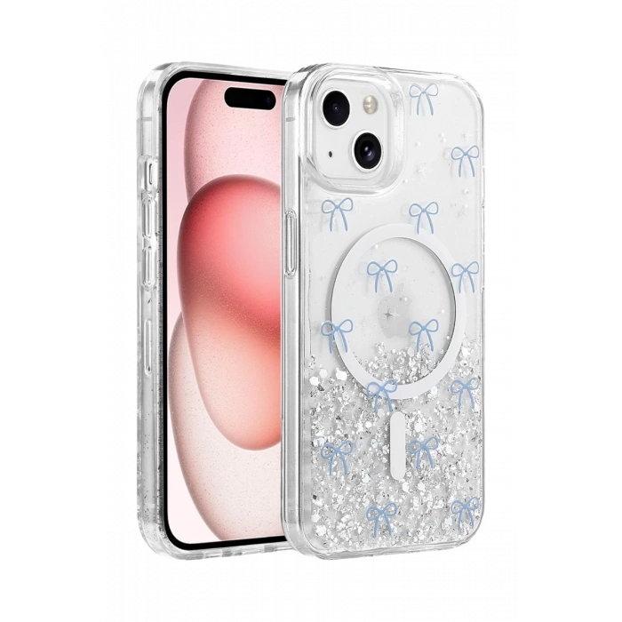 Onegif Apple iPhone 14 Misk Simli Magsafe Kapak - Desen 3