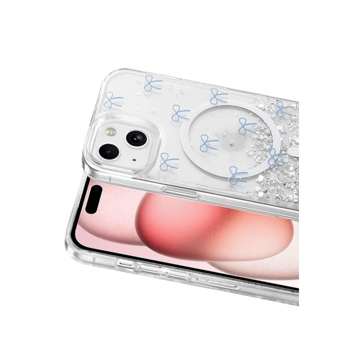 Onegif Apple iPhone 14 Misk Simli Magsafe Kapak - Desen 3