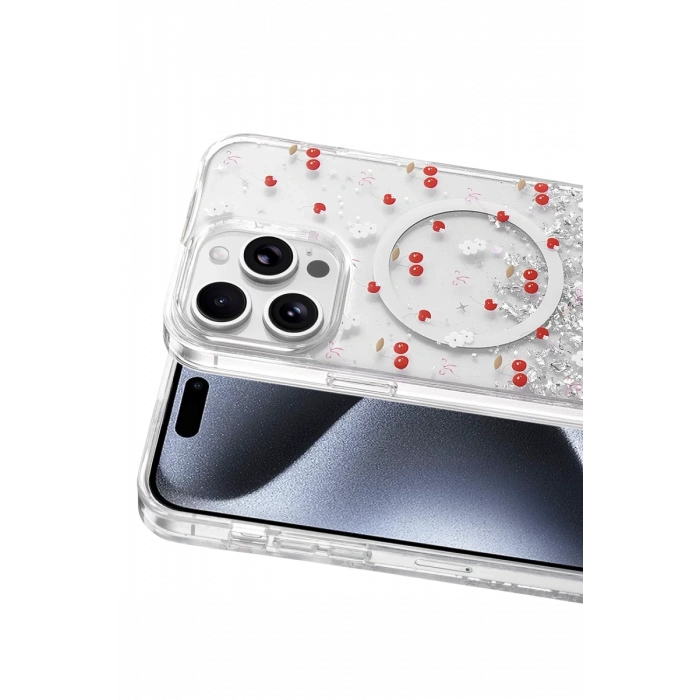 Onegif Apple iPhone 14 Pro Max Misk Simli Magsafe Kapak - Desen 5