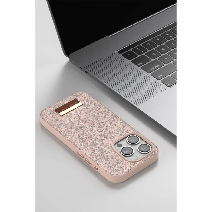 Onegif Apple iPhone 15 Bright Simli Kapak - Gümüş