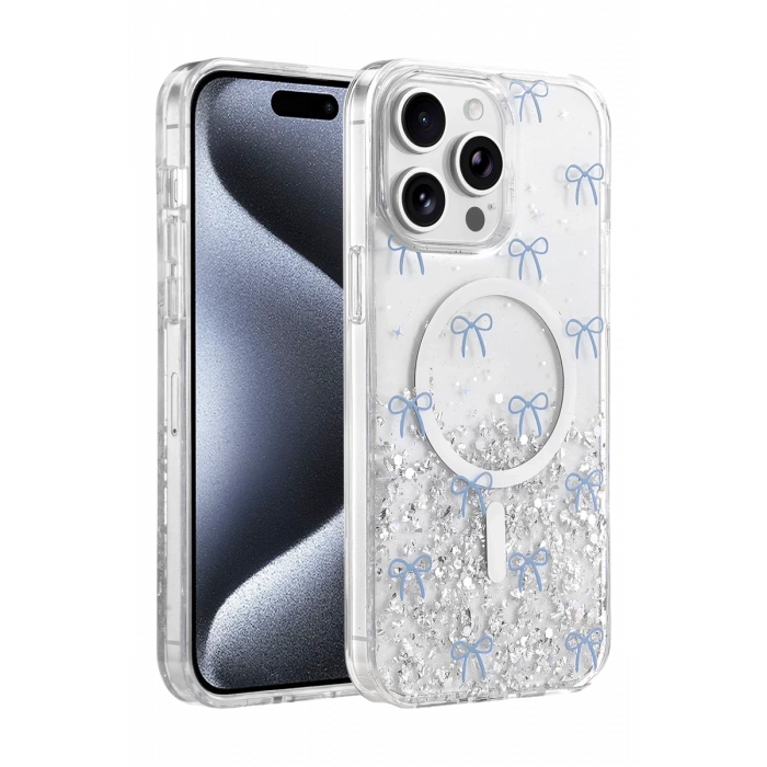 Onegif Apple iPhone 15 Pro Max Misk Simli Magsafe Kapak - Desen 3