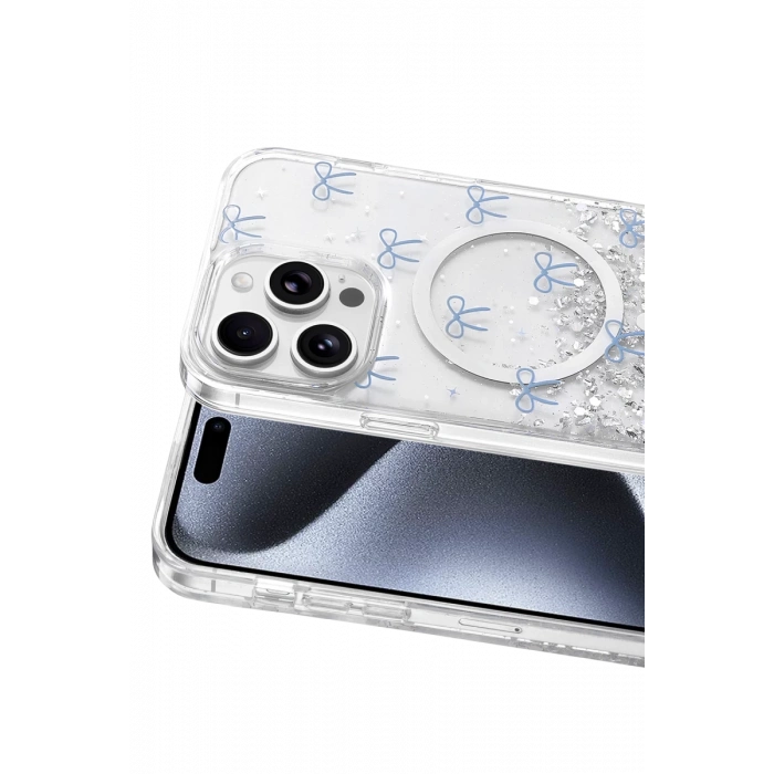 Onegif Apple iPhone 15 Pro Max Misk Simli Magsafe Kapak - Desen 3