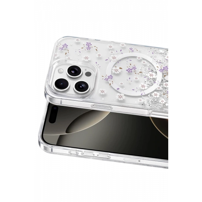 Onegif Apple iPhone 16 Pro Max Misk Simli Magsafe Kapak - Desen 2