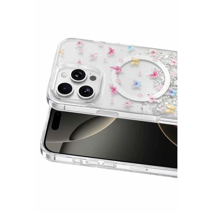Onegif Apple iPhone 16 Pro Max Misk Simli Magsafe Kapak - Desen 4