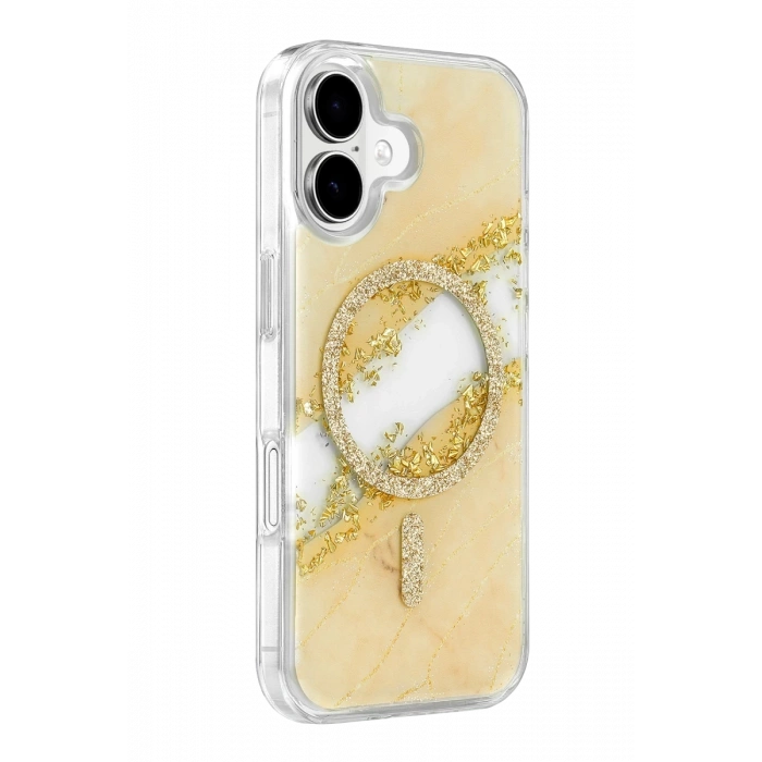 Onegif Apple iPhone 17 Lotus Simli Magsafe Kapak - Gümüş