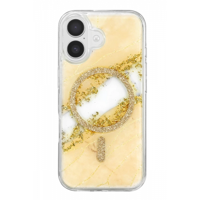 Onegif Apple iPhone 17 Lotus Simli Magsafe Kapak - Gümüş