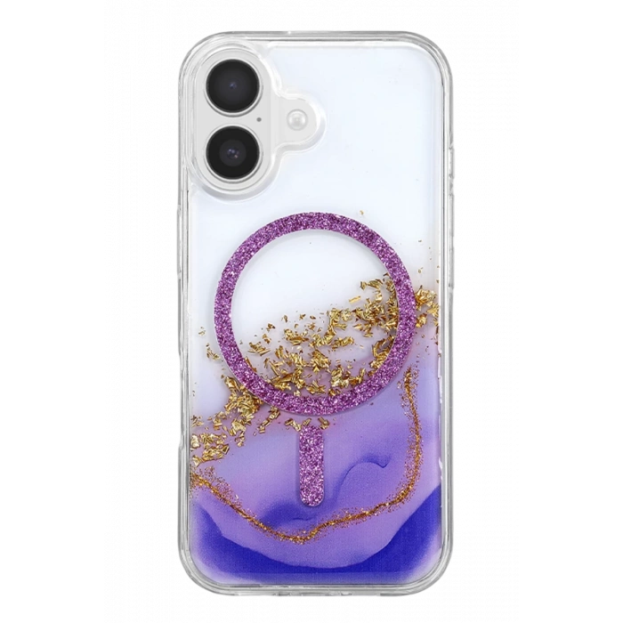 Onegif Apple iPhone 17 Lotus Simli Magsafe Kapak - Mor