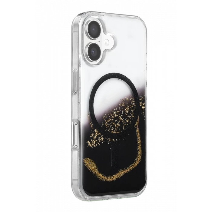 Onegif Apple iPhone 17 Lotus Simli Magsafe Kapak - Siyah