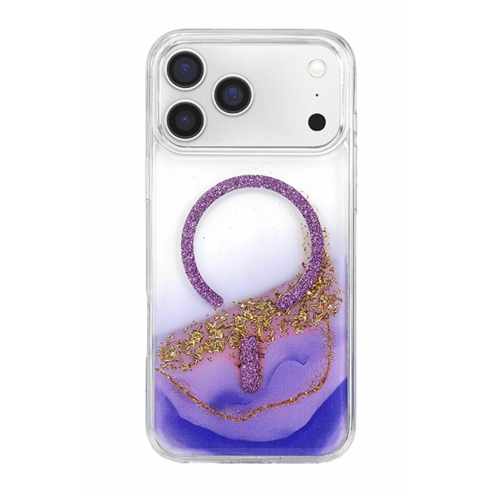 Onegif Apple iPhone 17 Pro Max Lotus Simli Magsafe Kapak - Mor