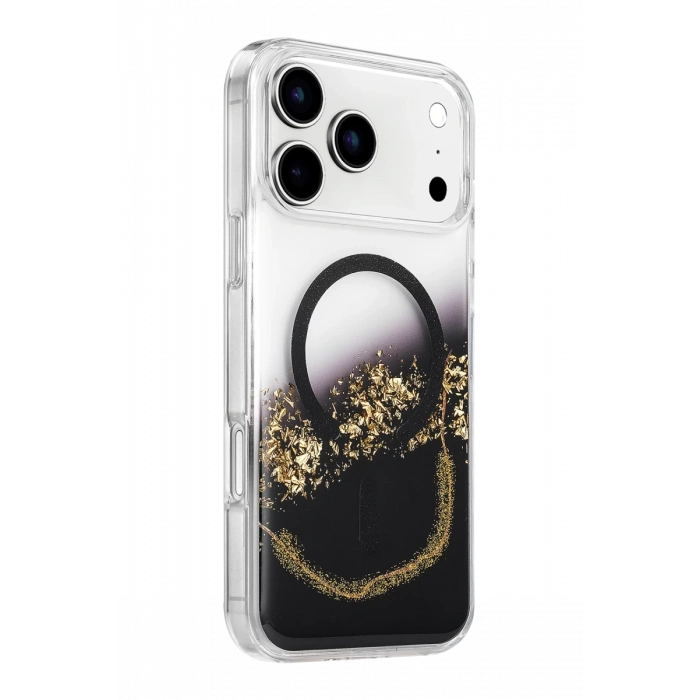 Onegif Apple iPhone 17 Pro Max Lotus Simli Magsafe Kapak - Siyah