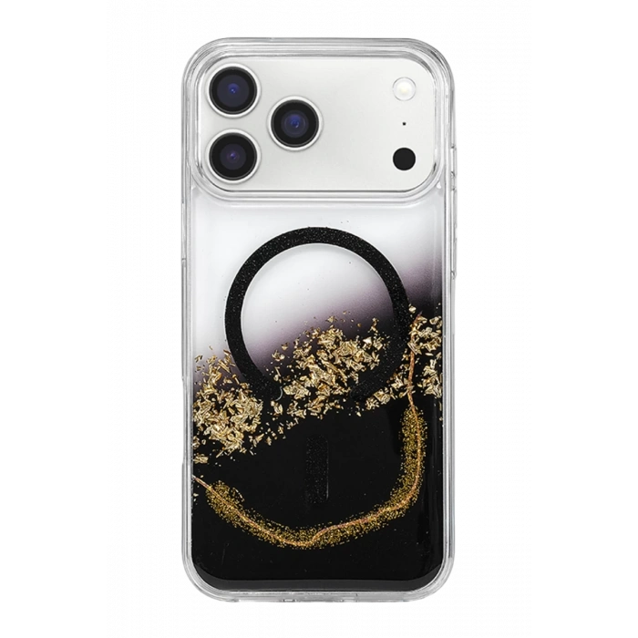 Onegif Apple iPhone 17 Pro Max Lotus Simli Magsafe Kapak - Siyah