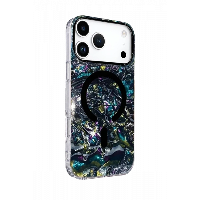 Onegif Apple iPhone 17 Pro Max Mila Dalgalı Magsafe Kapak - Lacivert