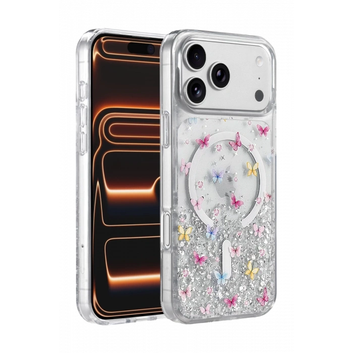Onegif Apple iPhone 17 Pro Max Misk Simli Magsafe Kapak - Desen 4