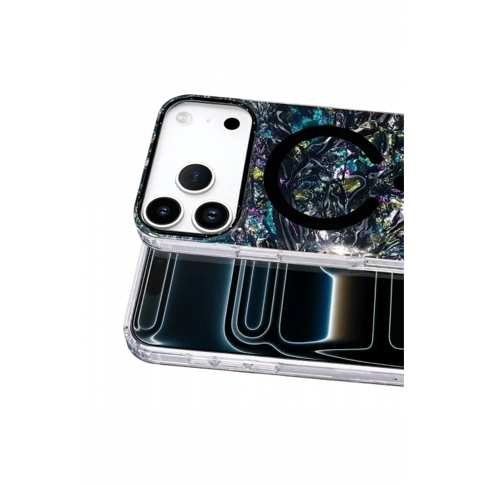 Onegif Apple iPhone 17 Pro Mila Dalgalı Magsafe Kapak - Lacivert