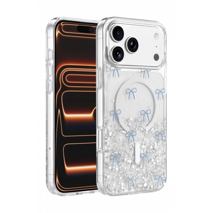 Onegif Apple iPhone 17 Pro Misk Simli Magsafe Kapak - Desen 3
