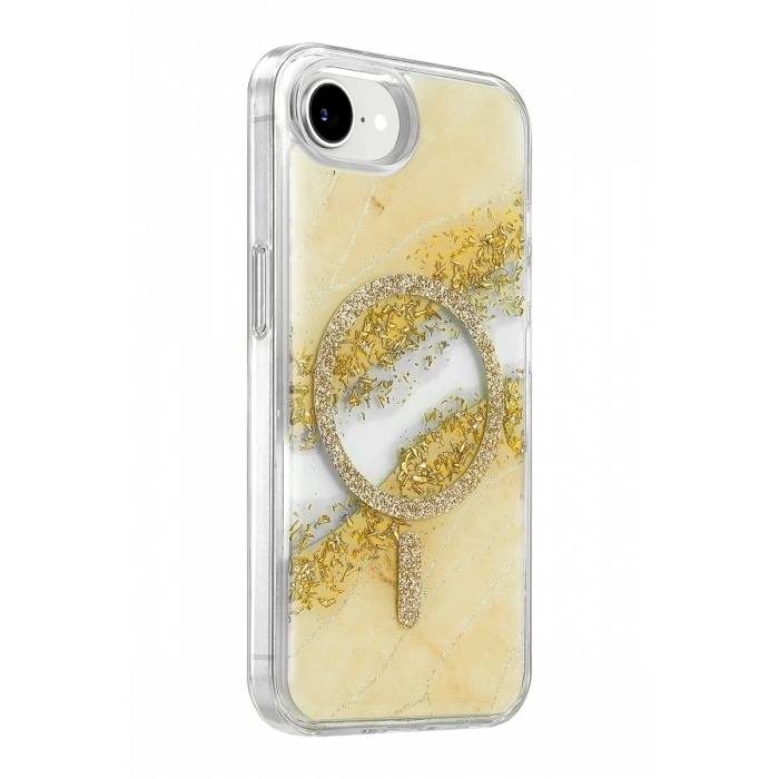 Onegif Apple iPhone 17E Lotus Simli Magsafe Kapak - Gümüş