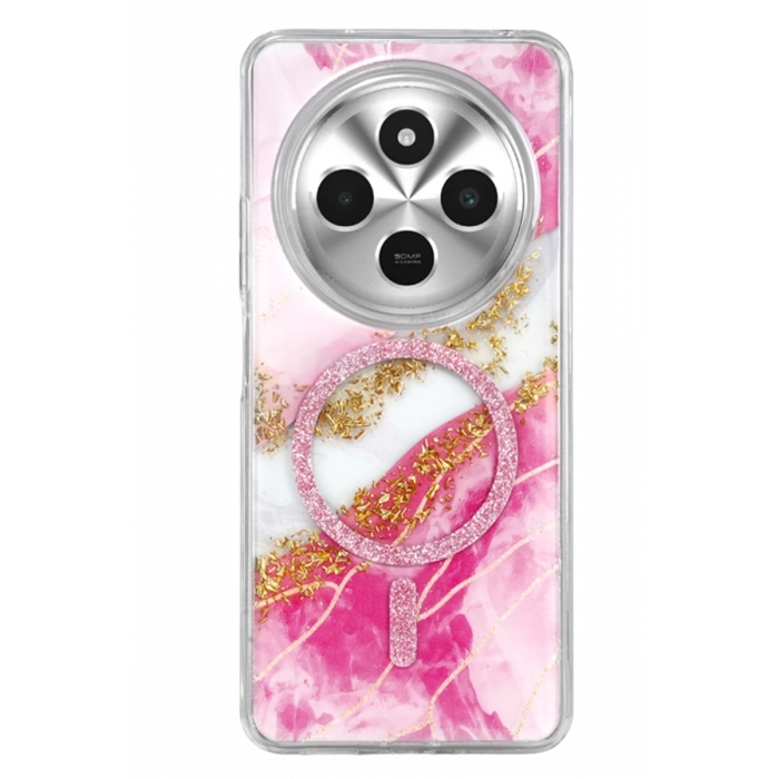 Onegif Xiaomi Redmi 14C Lotus Simli Magsafe Kapak - Pembe