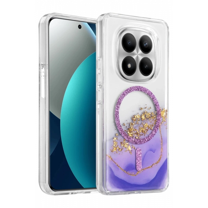 Onegif Xiaomi Redmi Note 15 Pro 4G Lotus Simli Magsafe Kapak - Mor