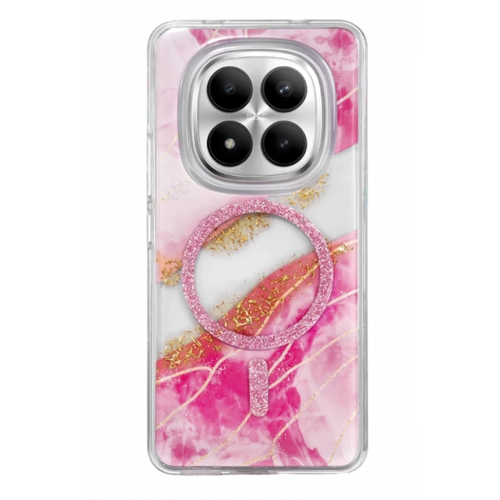 Onegif Xiaomi Redmi Note 15 Pro 4G Lotus Simli Magsafe Kapak - Pembe