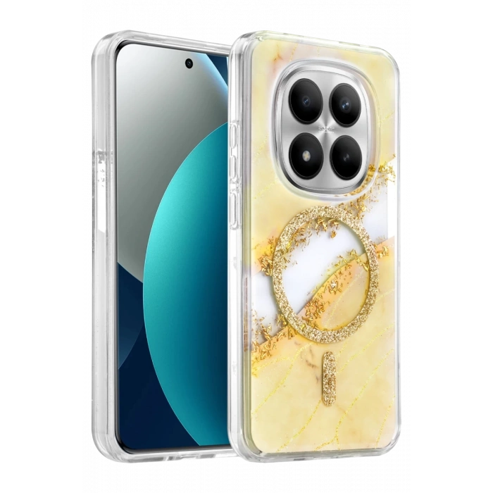 Onegif Xiaomi Redmi Note 15 Pro Plus 5G Lotus Simli Magsafe Kapak - Gümüş