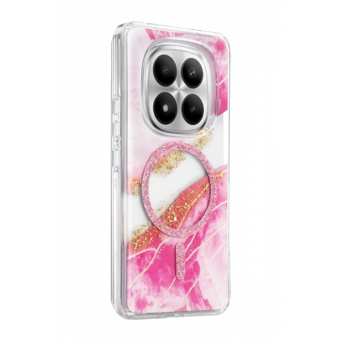 Onegif Xiaomi Redmi Note 15 Pro Plus 5G Lotus Simli Magsafe Kapak - Pembe