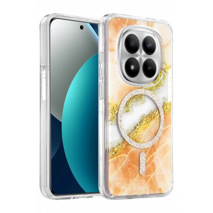 Onegif Xiaomi Redmi Note 15 Pro Plus 5G Lotus Simli Magsafe Kapak - Turuncu