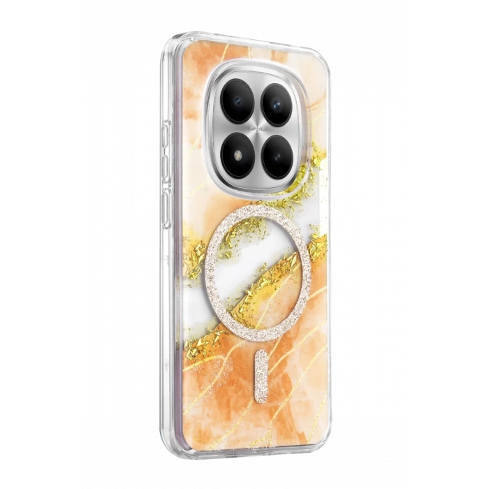 Onegif Xiaomi Redmi Note 15 Pro Plus 5G Lotus Simli Magsafe Kapak - Turuncu