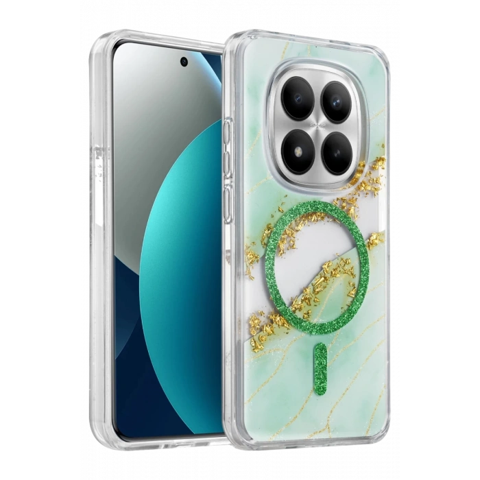 Onegif Xiaomi Redmi Note 15 Pro Plus 5G Lotus Simli Magsafe Kapak - Yeşil