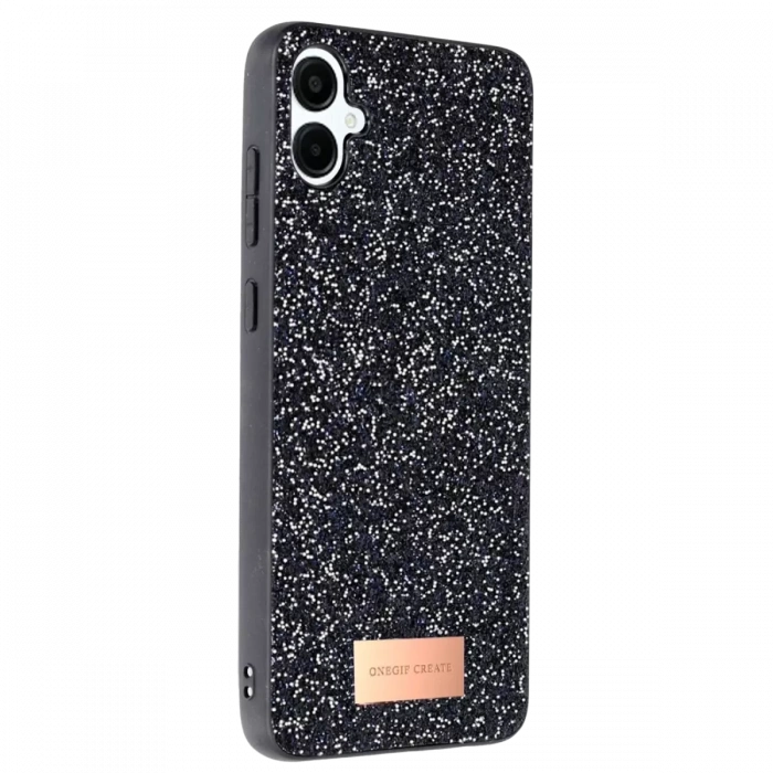Onegif Samsung Galaxy A06 Uyumlu Bright Simli Kapak - Siyah