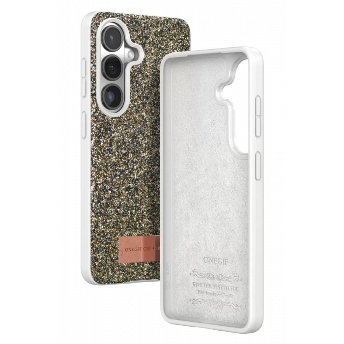 Onegif Samsung Galaxy S26 Plus Uyumlu Bright Simli Kapak - Gold