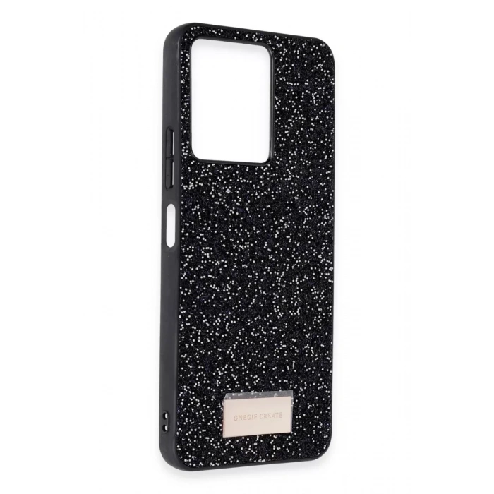 Onegif Xiaomi Redmi 13C Uyumlu Bright Simli Kapak - Siyah