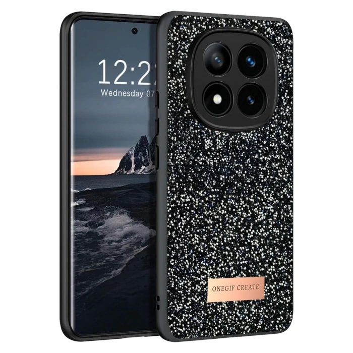 Onegif Xiaomi Redmi Note 14 Pro 4G Uyumlu Bright Simli Kapak - Siyah